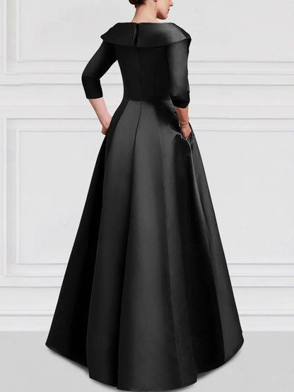 Black A-Line Evening Gowns Vintage Embroidered Elegant Dress Formal V Neck Pocket Satin Beading Appliques 2025 free customized