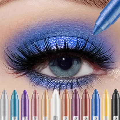 Metallic Blue Pearlescent Eyeshadow Pencil Stick Lasting Waterproof Smoky Glitter Grey White Purple Eye Shadow...