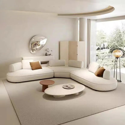 Italian Luxurious Living Room Modular Sofa Set with High-end Villa Quality Velvet Design Curved Sofa | Kimlud Office...