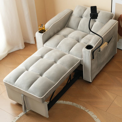 3-in-1extendable single sofa bed with beverage rack and phone holder,sofa bed,chair,perfect for small rooms,83*167*76 cm - Kimlud