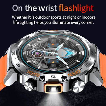 LIGE 2025 Smart Watch Men Sport Watches LED Flashlight 360*360 Ultra HD Screen Waterproof Fitness Bluetooth Call Men Smartwatch