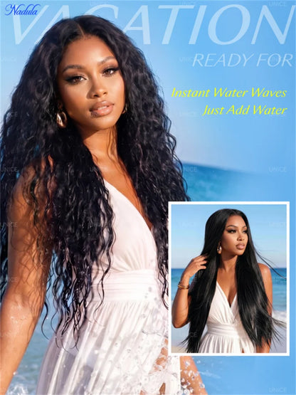 Nadula Wet and Wavy Human Hair Wig Bye-Bye Slip™ 13×4 & 7×5 Pre Cut HD Transparent Lace Front Glueless Wig Ready to Wear...