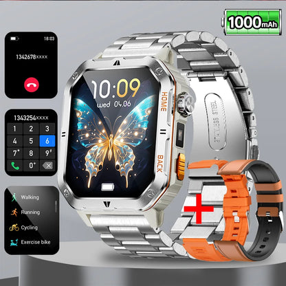 2025 New Military Outdoor 1000 mAh Battery Smart Watch Men GPS Sports Heart Rate IP68 Waterproof BT Calling Smartwatch Man xiaom