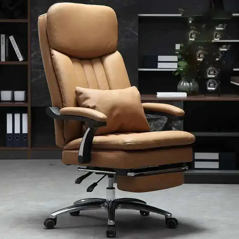 Executive Seat Office Chair Leather Study Wheels Modern Hand Relax Armchairs Library Fashion Cadeira Presidente Office Furniture - Kimlud