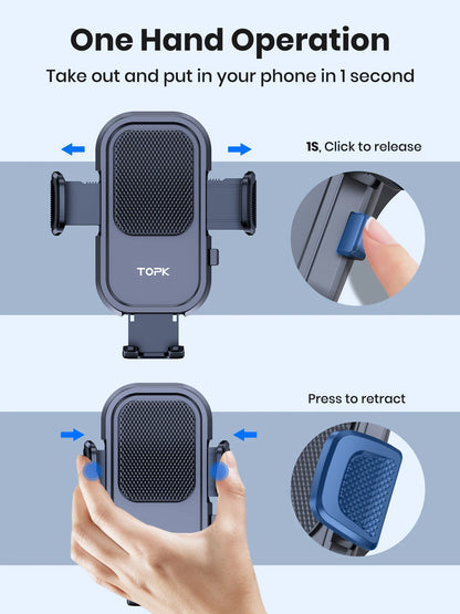 TOPK Car Phone Holder for Car with Hook Clip Air Vent Car Phone Mount 360° Rotation Universal Mobile Phone Mount for...