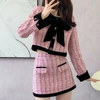 New Autumn/Winter Fashion Korean Edition Celebrity High End Small Fragrance Versatile Western Style Age Reducing Two Piece Set