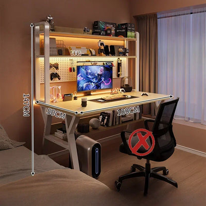 Nordic Desktop Computer Desks for Student Gaming Tables Bookshelf Integrated Creative Office Furniture Home Bedroom Study Desk - Kimlud