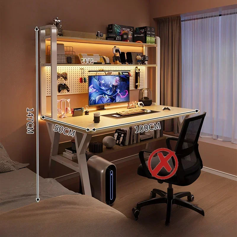 Nordic Desktop Computer Desks for Student Gaming Tables Bookshelf Integrated Creative Office Furniture Home Bedroom Study Desk - Kimlud