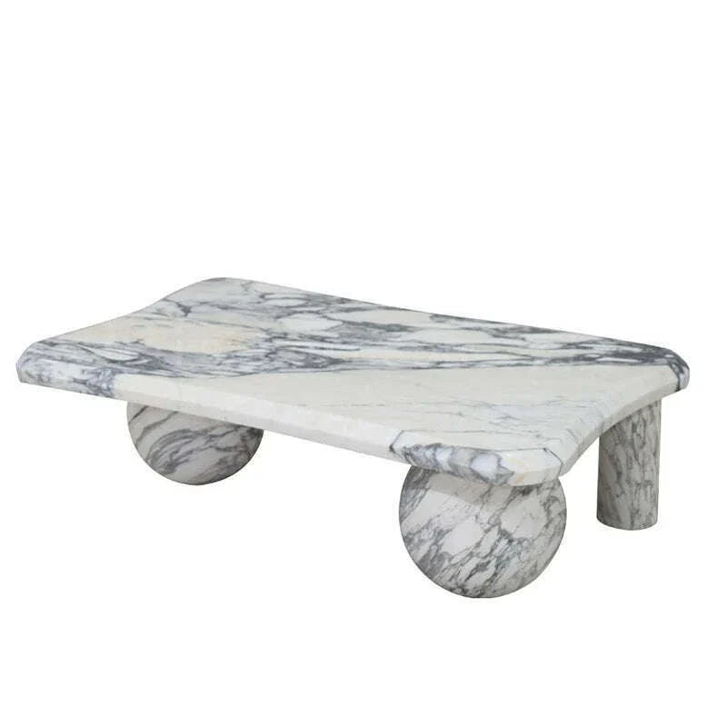 Marble coffee table with large white color, Nordic marble   in the living room, small apartment simple household coffee table