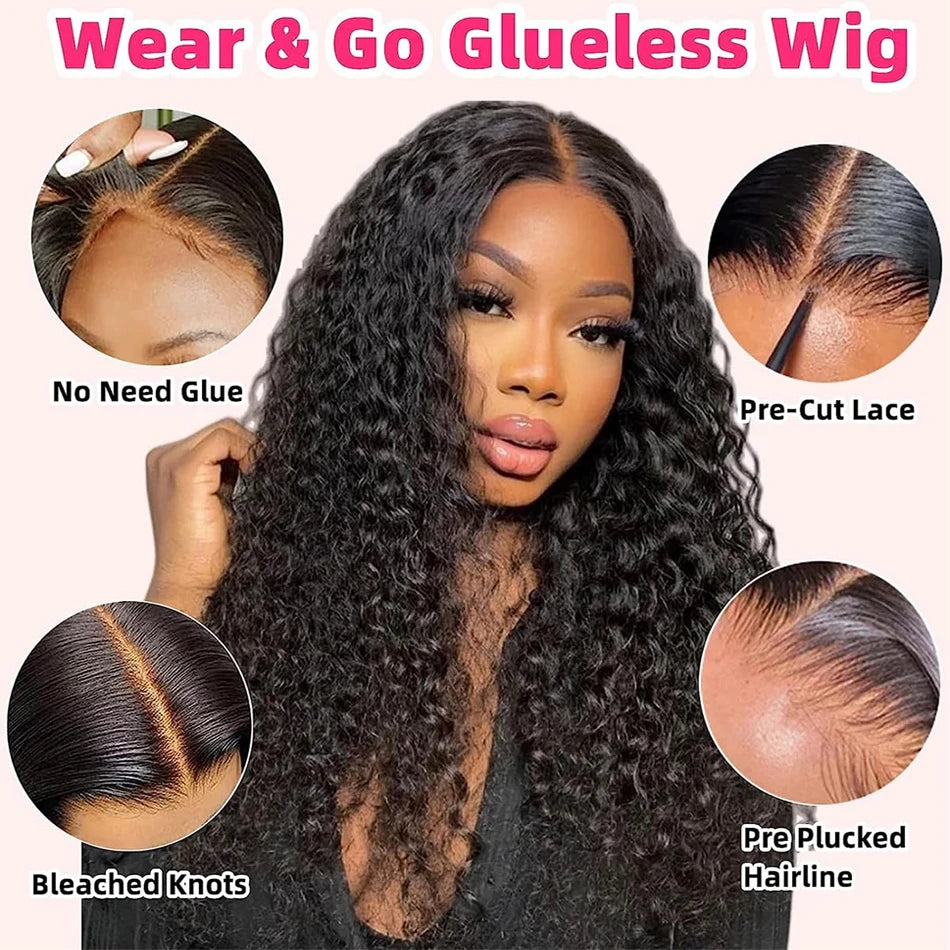 Deep Wave 360 HD Lace Frontal Invisi Strap Human Hair Wig 230 Density Water Curly Transparent 13X6 Full Lace For Women 34 Inch