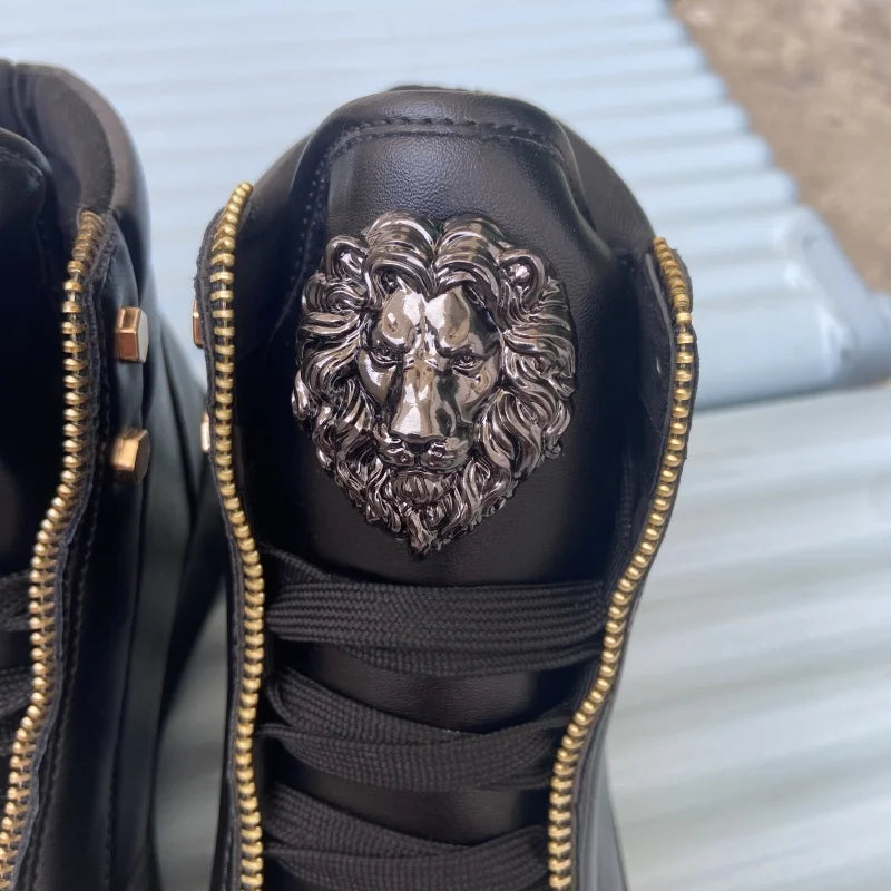 Zip decoration casual sneaker designer shoes for man luxury brand trainers running shoes high top sports casual ankle boots men - Kimlud
