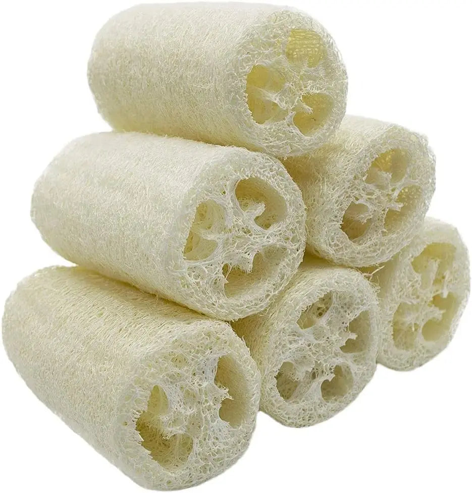 6 Pieces Loofah Sponge Natural Spa Scrubber Body Scrubber Remove Dead Skin and Kitchen for Home (About 4 inch)