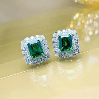 Fashionable Banquet Elegant Emerald Cubic Zirconia Earrings, High-end Inlaid Wedding Style Swaying Jewelry Accessories |...