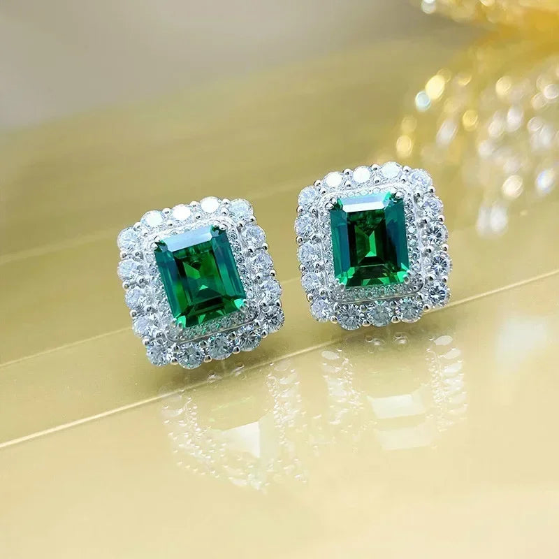 Fashionable Banquet Elegant Emerald Cubic Zirconia Earrings, High-end Inlaid Wedding Style Swaying Jewelry Accessories |...
