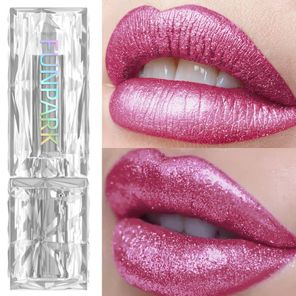 Metallic Glitter Lipstick 3 Color Waterproof Lip Balm Red Long Last Lip Tint Matte Lip Makeup Gifts Shiny Lip Gloss...