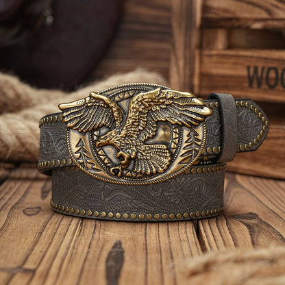 Men - Women - Western Denim - pu leather - Belt - Vintage jeans with needle buckle brown belt | Kimlud Mid Range Pants