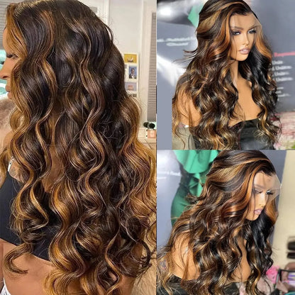 Highlight Body Wave Human Hair Wigs Pre Plucked 13x6 HD Lace Frontal Wigs On Sale Honey Blonde 13x4 HD Lace Front Human Hair Wig
