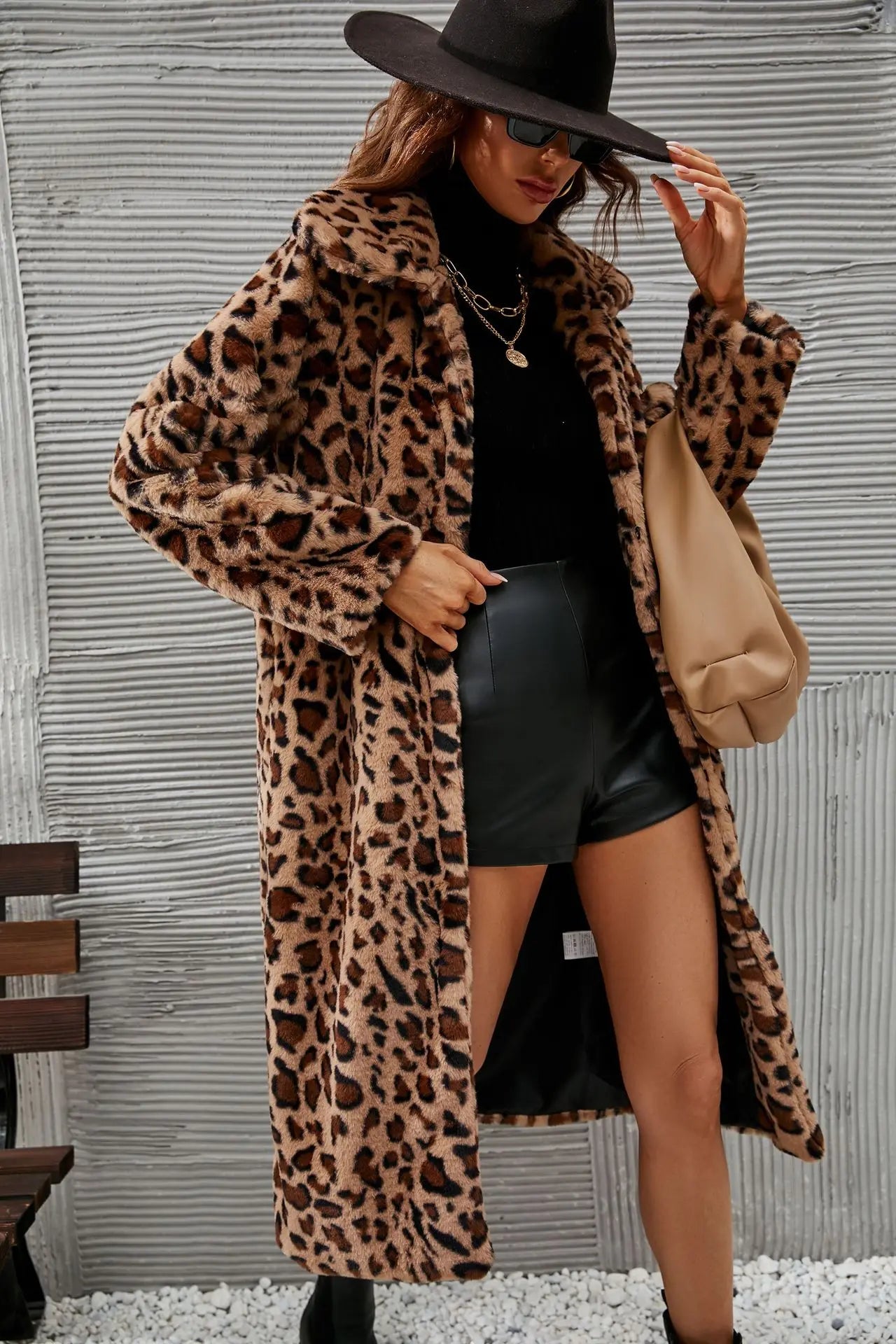 Autumn Winter New Fashion European American Women's Leopard Casual Trendy Loose Faux Fur Coats Female Daily Luxury Clothes Tops