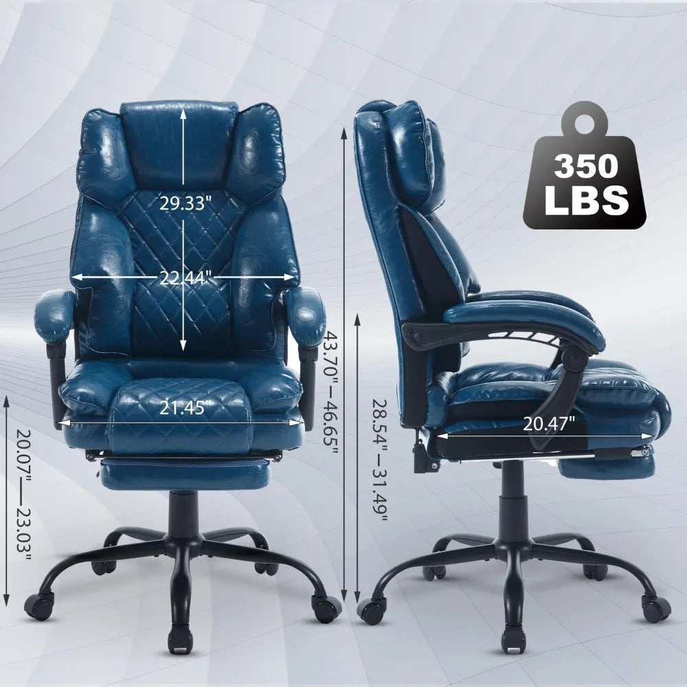 ergonomic high-back leather office chair with footrest and lumbar support - Kimlud