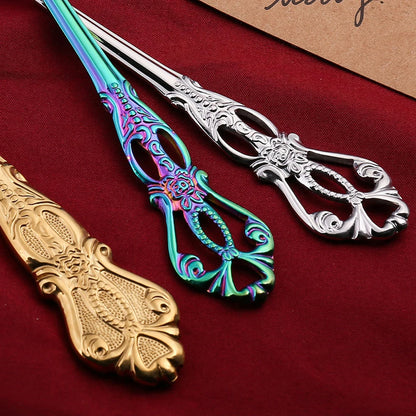 Golden Stainless Steel Cutlery Set Royal European Spoon Fork Complete Tableware Retro Design Dishwasher Safe Elegant...