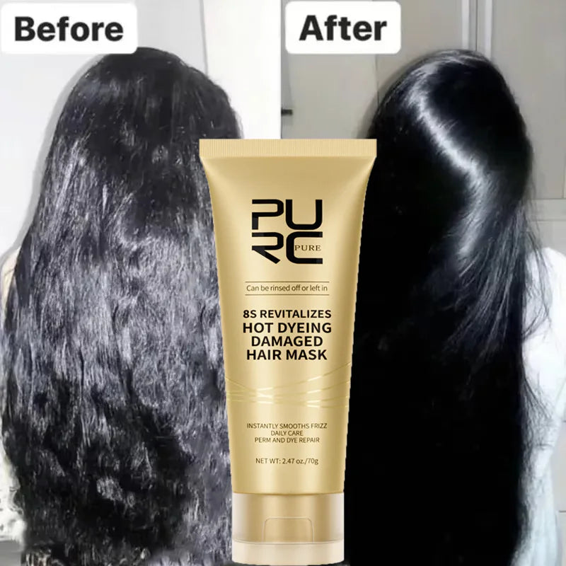 PURC 8 Seconds Hair Mask Smoothing Straightening Keratin Hair Treatment Cream Soft Repair Damaged Frizz Professional...