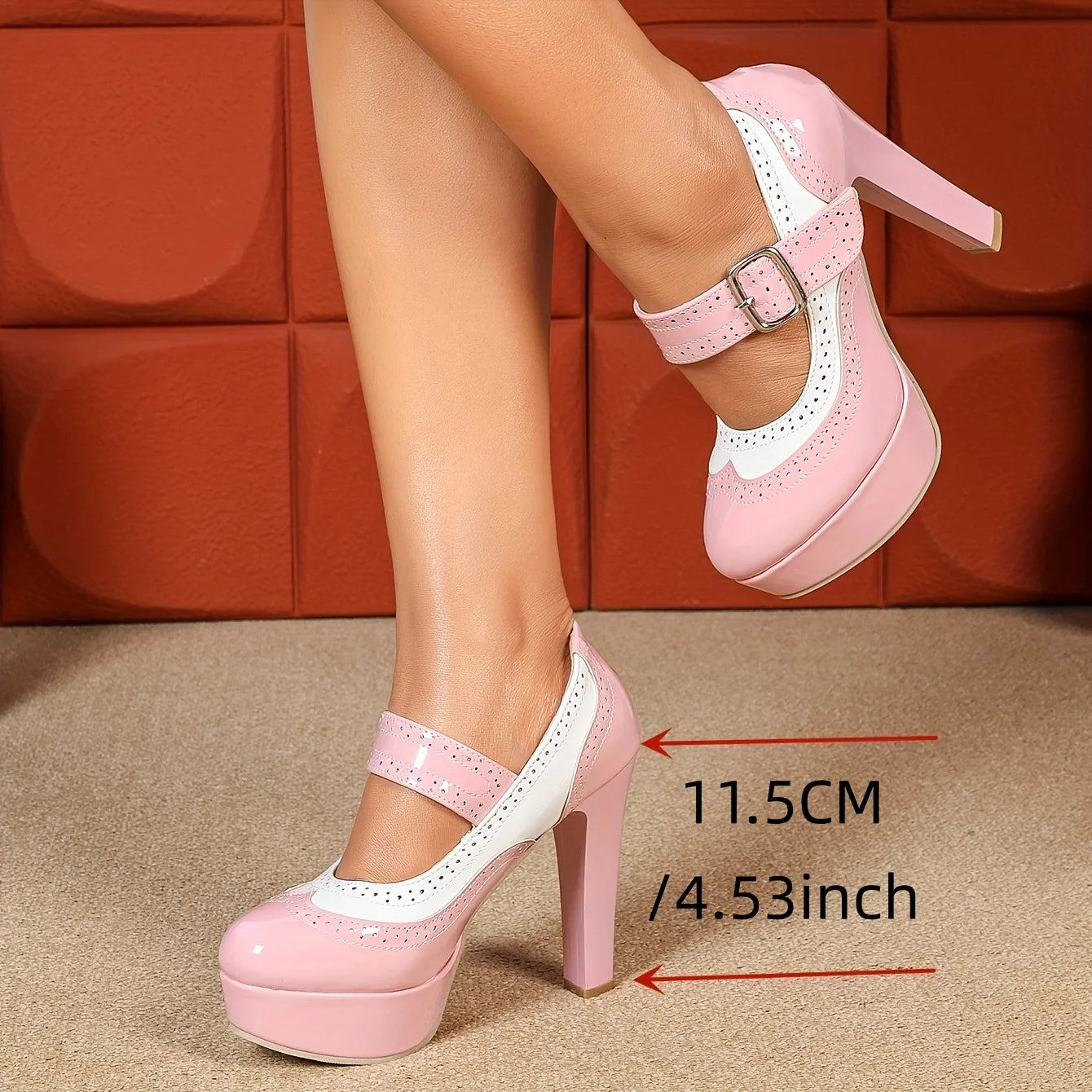 Plus Size 43 Retro Black Mary Janes Pumps Sweet Lolita Shoes Vintage y2k Pink High Heels White Brogue Platform Shoes...