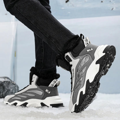 Men's Thermal Waterproof Winter Boots - Non-Slip Plush Lined Snow Sneakers for Cold Weather