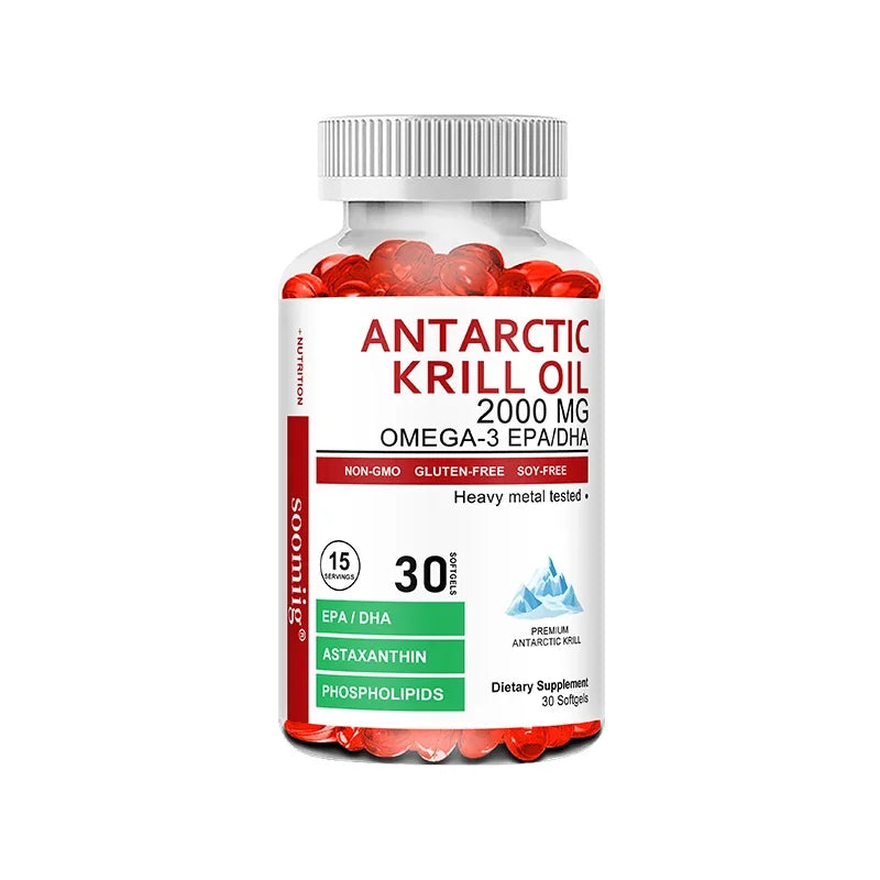 Antarctic Krill Oil - Supports Brain,Cardiovascular,Joint,Eye & Skin Health - Omega-3 EPA, DHA, Astaxanthin - 120...