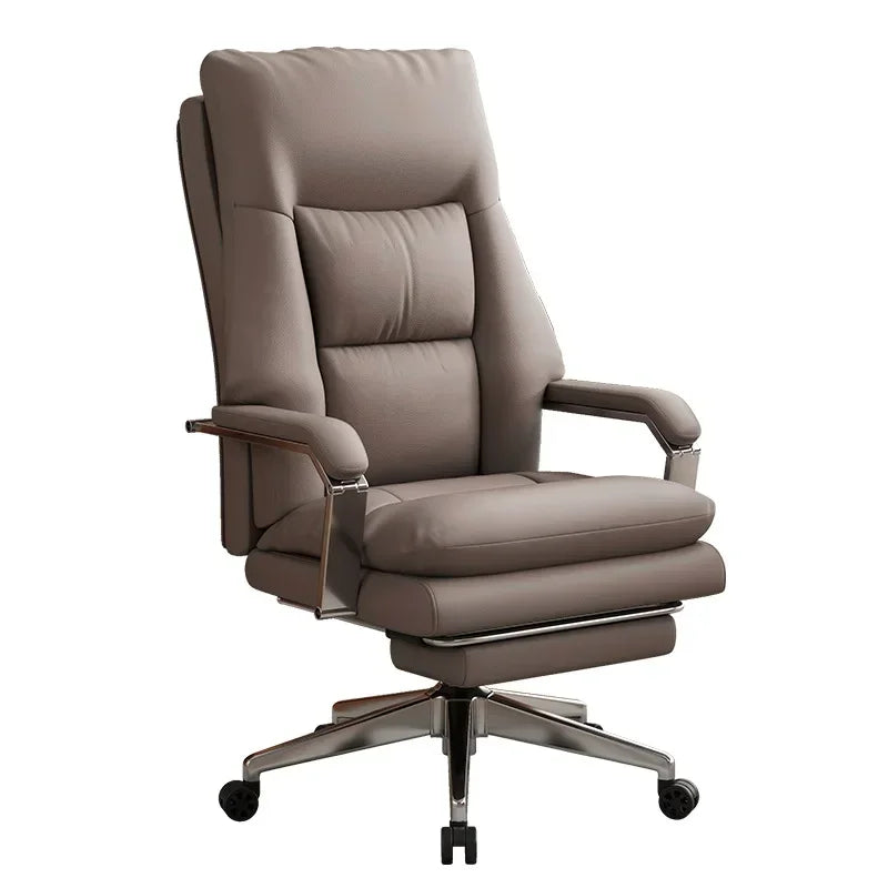 Leather Boss Chair Office Chair Recumbent Back Study Chair Ergonomic Home Computer Chair