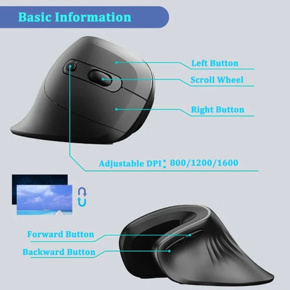 2.4GHz Wireless Ergonomic Mouse for Laptop PC Macbook Desktop Cellphone 2.4G Vertical Optical Silent Wired Adjustable DPI Mice