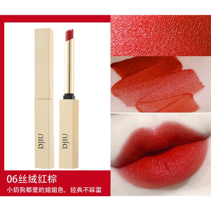 6 Colors Thin Tube Small Gold Bar Make Up Lip Stick Long Lasting Moisture Cosmetic Lipstick Lips Makeup Lipstick Cosmetics Batom