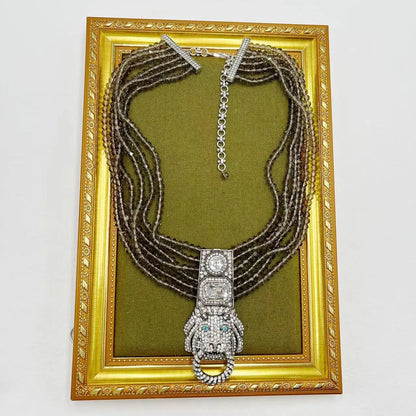 Qingdao Heavy Industry Retro Style Necklace Artistic Glass Multi-Layer Standard Relief Western Necklace | Kimlud Premium...