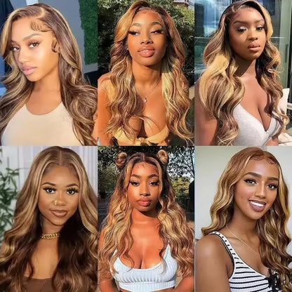13X4 5X5 Glueless Body Wave Human Hair Wigs 13x6 HD Lace Frontal Wig Human Hair Lace Wigs Ombre Colored Honey Blonde Wig 46 Inch