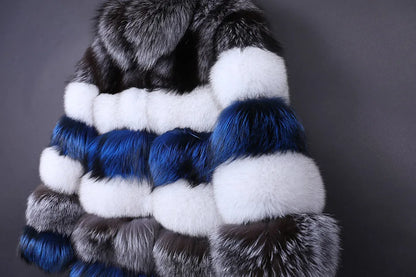 2025 Maomaokong Real Fur Coat Winter Women Silver Fox Fur Luxury Warm Thick Furry Fox Fur Coat Long Natural Fur Jackets