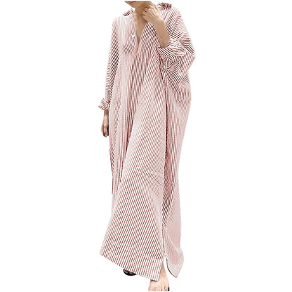 Elegant Outfits Summer Dress For Women Stripe Cotton Shirt Casual Loose Maxi Dresses Formal Occasion Dresses vestidos...