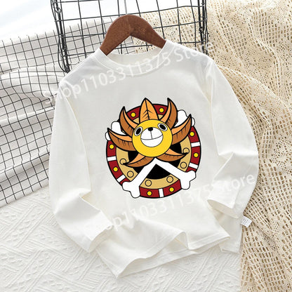One Piece Children T-shirt Long Sleeve Children Clothing Fashion Hip Hop Round Neck Cotton Toddler Summer Cartoon Anime Toddler