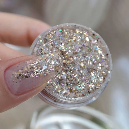 1Pcs Shimmer Gold/Rose Holographic Mica Nail Flakes Chrome Opal Iridescent Nail Glitter 0.5g Nail Epoxy Nail Gel Polish Powder