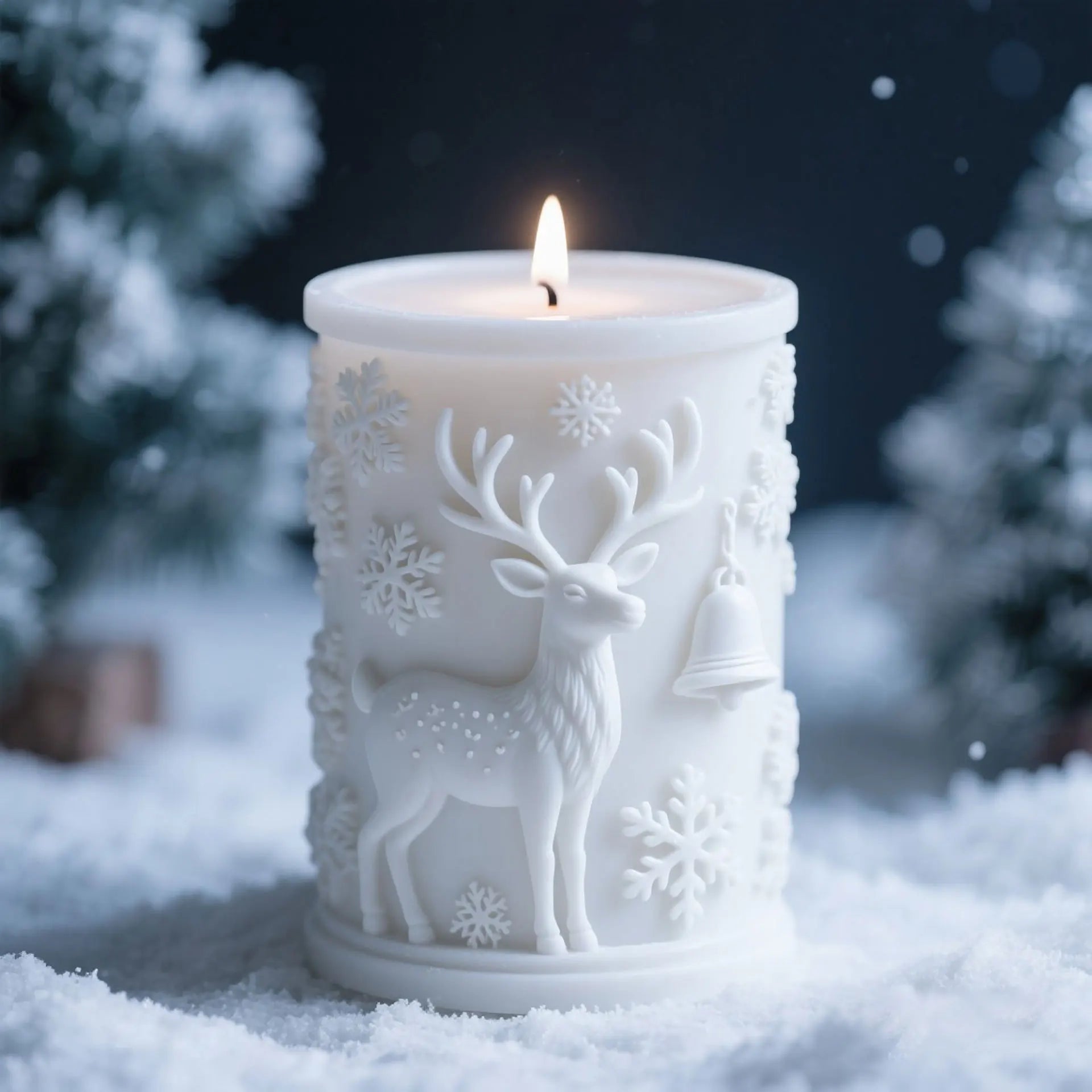 3D Relief Cylinder Christmas Snowflake Elk Silicone Candle Mold Christmas Tree Santa Aroma Plaster Mold Candle Making Supplies