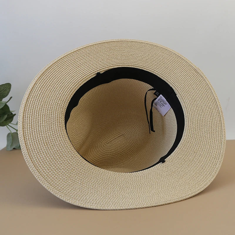 XL Big Size Sun Hat for Men Big Head Beach Panama Hat Man Wide Brim Straw Hat Designer  Classic Fedora