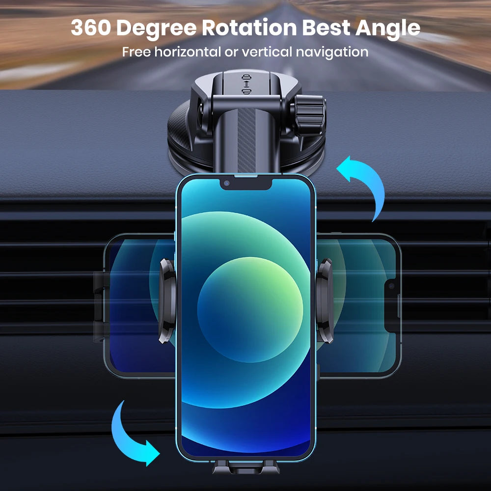 TOPK Car Phone Holder 2 in 1 Car Phone Mount for Car Dashboard/Windscreen One Button Release and 360° Rotation for All Phones