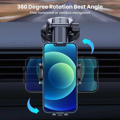 TOPK Car Phone Holder 2 in 1 Car Phone Mount for Car Dashboard/Windscreen One Button Release and 360° Rotation for All Phones
