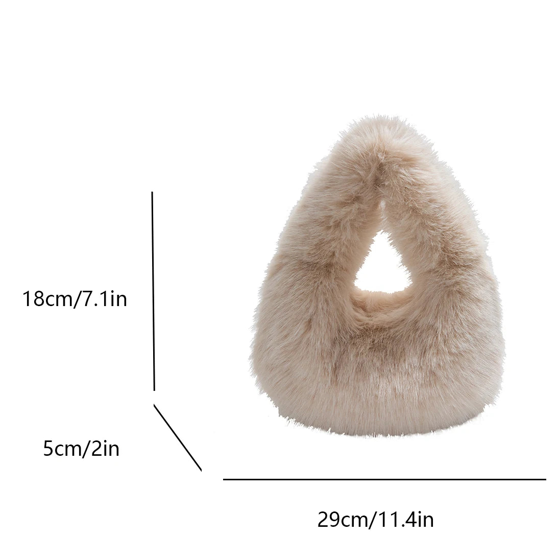 2025 New Winter Soft Plush Bag For Women Designer Half Moon Fluffy Handbag Luxury Red Faux Fur Clutch Bag Female Tote Fashion Ba