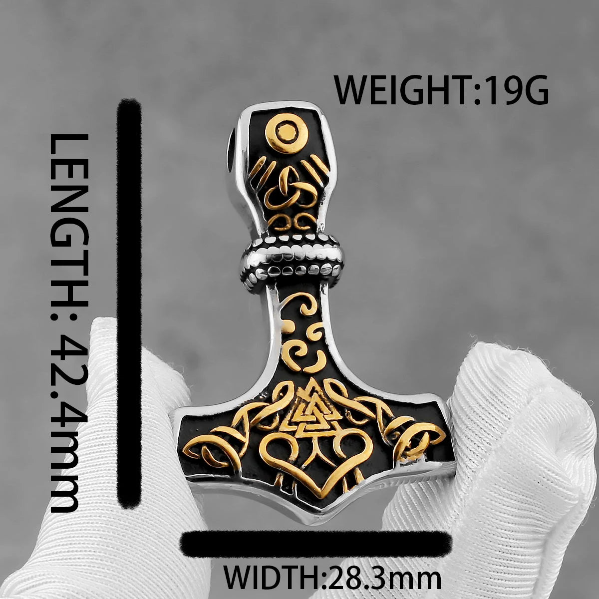 Fashion Viking Thor's Hammer Necklace Stainless Steel Men's Valknut Odin Symbol Pendant Necklace Celtic Knot Amulet Jewelry Gift