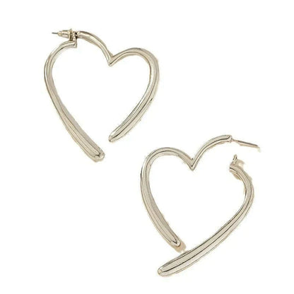 Fashion Personality Love Earrings for Women Niche Design Sense Girl Golden Earrings Simple Jewelry Gift Silvery