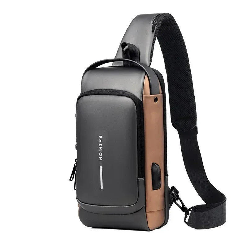 Men Anti Theft Chest Bag Shoulder Bags USB Charging Crossbody Package School Short Trip Messengers Bags Men's Oxford Sling Pack - Kimlud