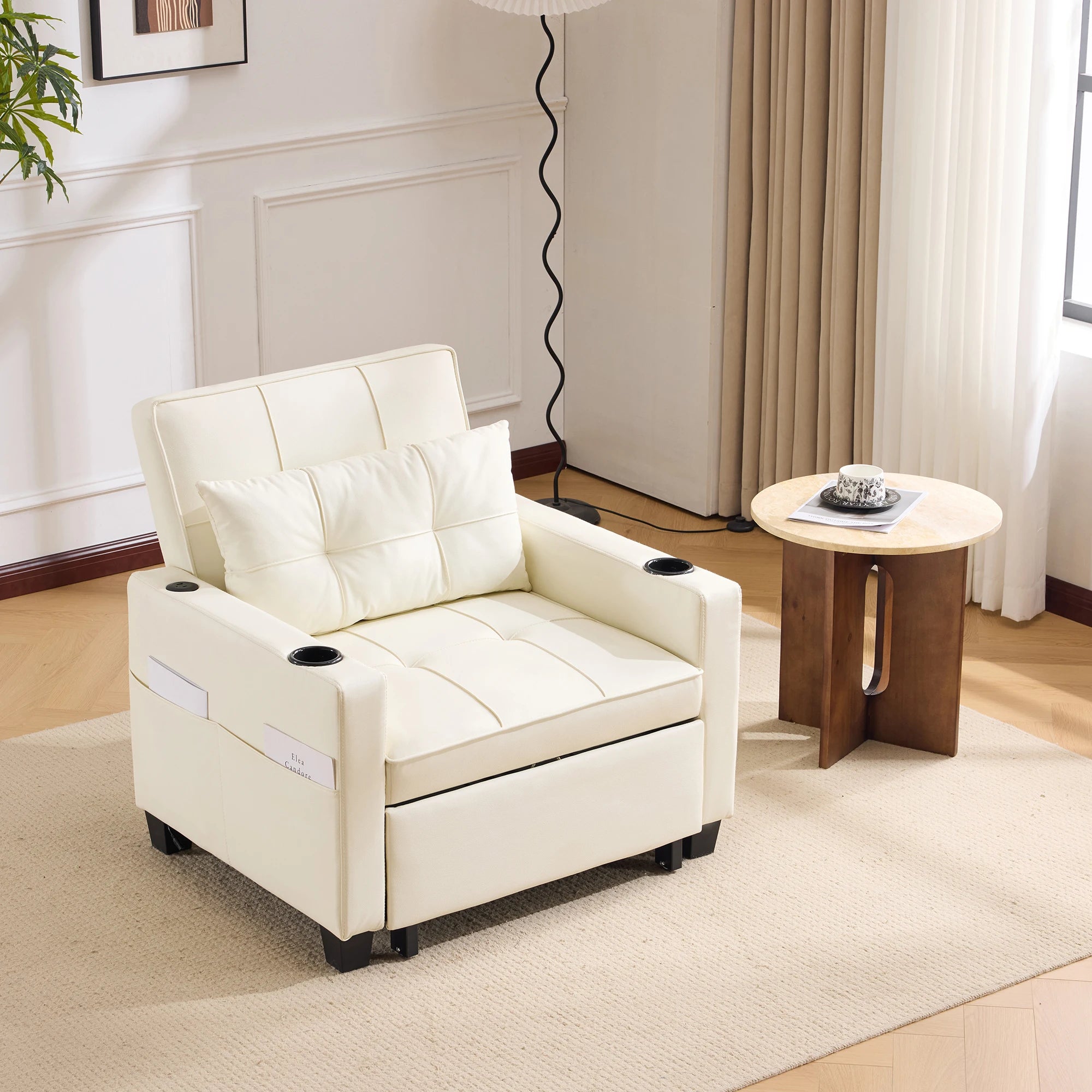 HOUSE SPOLE with Cup Holder & USB,Relax armchair Loung armchair with USB & Pillow - Kimlud