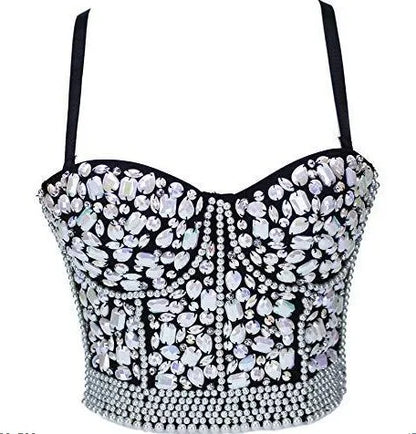 Quality Pearl Tank Tops Rhinestone Women Crop Top Club Clothes Streetwear Y2K Corset Woman Shaper Camis Fashion Feamale Clothing