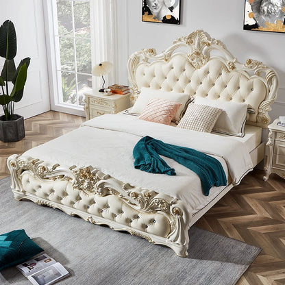 Princess France Bed Double Headboards Design Aesthetics Romantic Bed Bedroom Girls Wedding Muebles Lounge Suite...