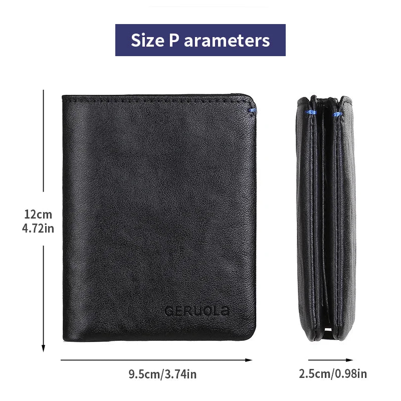 Plant Tanned Top Layer Genuine Cowhide Short Wallet RFID Blocking Large Capacity Card Slot Design ID Card Mirror Window...