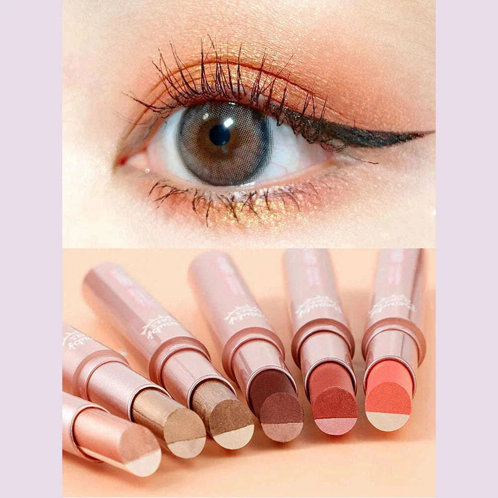 Waterproof Double Color Eye Shadow Stick - Gradient, Sweat-proof, and Smudge-proof Makeup Tool for Easy and Long-lasting